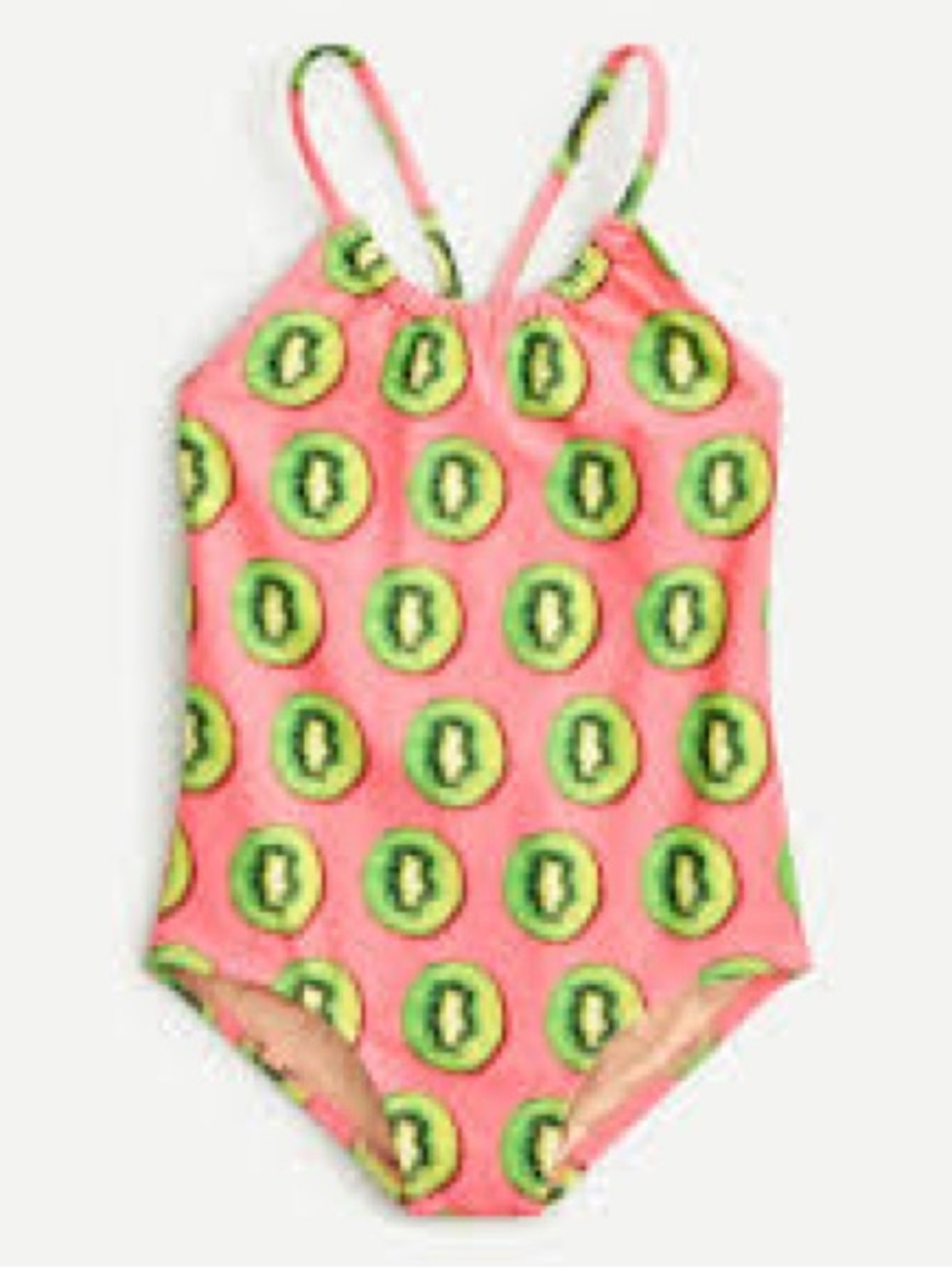 Crewcuts Pink One-Piece Swimsuit with Green Kiwi Print